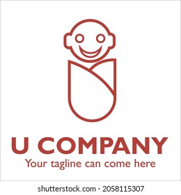 U logo design on Childcare theme