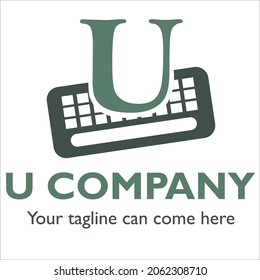 U logo design on Computer theme