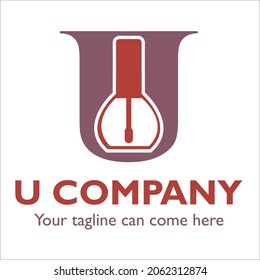 U logo design on Cosmetic and beauty theme