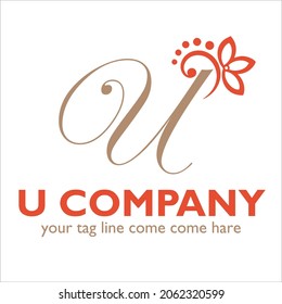 U logo design on Floral theme
