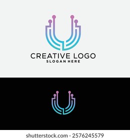 u logo design symbol vector abstract monogram initial letter