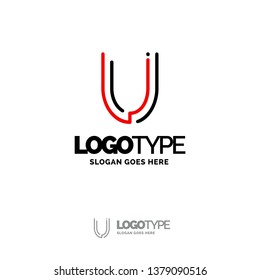U Logo. Digital Logo template. Black and Red Logo template, Technology Brand Name Design. Creative Symbol Place for Tagline/slogan. Elegant Logo Design Template