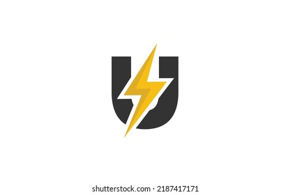 U logo energy vector for identity company. initial letter thunder template vector illustration for your brand.
