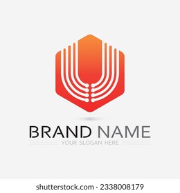 Logo de la U y vector del logotipo inicial de la U