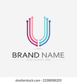 Logo de la U y vector del logotipo inicial de la U