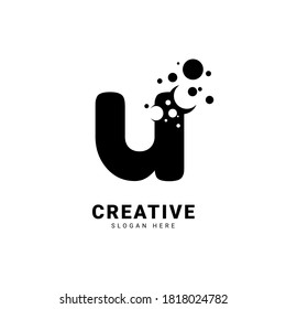 U logo. Initial letter U with dots effect for company and business.