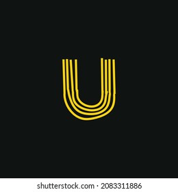 U logo, Initial lettering handwriting or handwritten for identity. Logo hand drawn Calligraphy lettering and hand drawn Vector illustration.