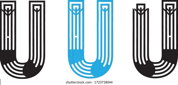 Logotipo U, logotipo inicial U, vector, tipo de logotipo, monograma, letra, diseño, estilo
