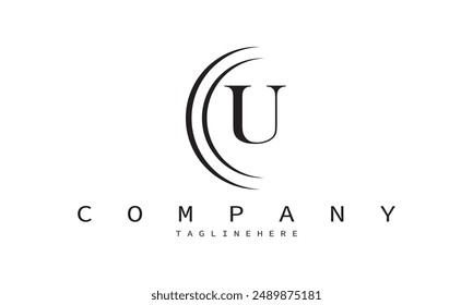 U Logo Letter With Black Lines Design. Line Letter Vector Illustration