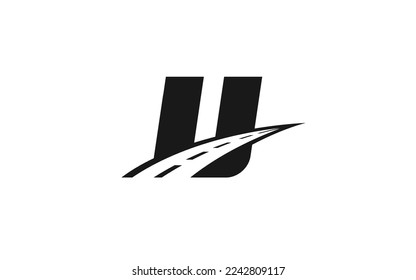 U Logo letter with ROAD concept for template 