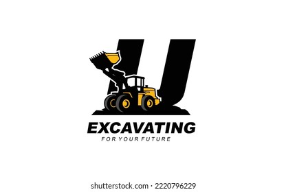 U logo LOADER for construction company. Heavy equipment template vector illustration for your brand.