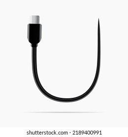 U logo made of type c cable. Vector isolated font for digital design, template, application logo etc.