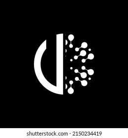 Monograma del logotipo de U aislado en la plantilla de diseño de elementos de círculo