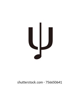 u logo music flat vector template