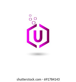 u logo with purple hexagon