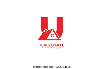 U logo real estate for branding company. construction template vector illustration for your brand.