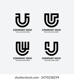 U logo set flat design
