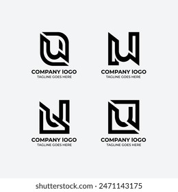 U logo set flat design template collection