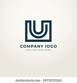 U logo set flat design template collection