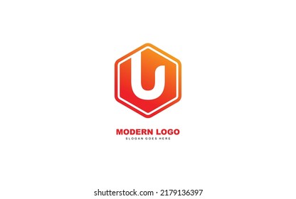 U logo shape for identity. hexagonal template vector illustration for your brand.
