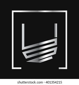 U logo, silver letter , square frame