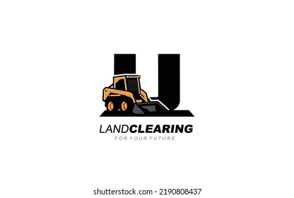 u Logo Skid Lenker Vektor für Bauunternehmen. Schwere Geräte Vorlage Vektorgrafik für Ihre Marke.