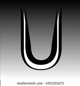 The U logo symbol for a simple icon with black background and black gradation