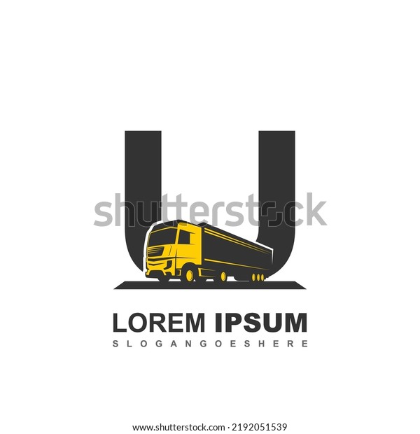 U logo with
truck illustration for your
brand