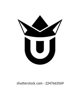 U logo vector design, U initial, abstract art crown in black and white colors