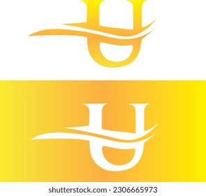 U logo with in vector file. U icon design. U initial alphabet logo design. Yellow logo design. U in vector file.