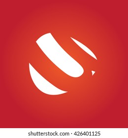 U Logo.. Vector Graphic Business Branding Letter Element Illustration. White Negative Space Design. Orange Background