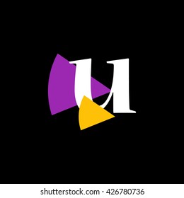 U Logo.. Vector Graphic Business Branding Letter Element Illustration with Colorful Triangles. Dark Background