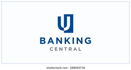 U LU UL Negative Squared Space. Banking Center Logo