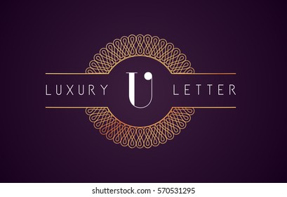 U Luxury Letter Logo. Golden Royal Luxury Letter Vector.