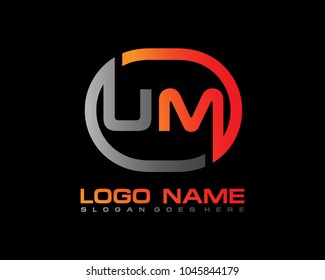 U M Initial circle logo template vector