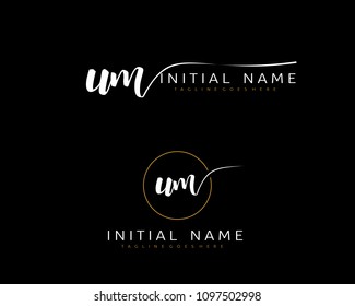 U M Initial handwriting logo vector. Hand lettering for designs.