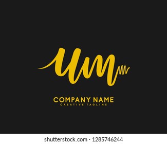 U M Initial Handwriting Logo Template Vector