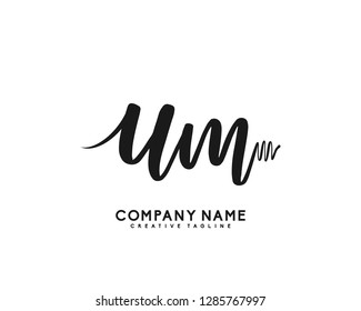 U M Initial Handwriting Logo Template Vector