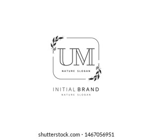 U M UM Beauty vector initial logo, handwriting logo of initial signature, wedding, fashion, jewerly, boutique, floral and botanical with creative template for any company or business.