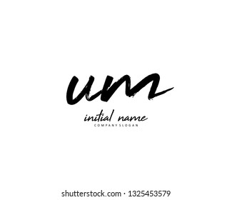 U M UM Initial brush logo template vector