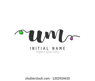 U M UM Initial handwriting logo vector template