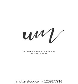 U M UM Initial letter handwriting and  signature logo concept design