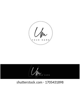 U M UM Initial letter handwriting and signature logo.	