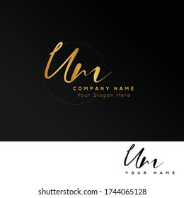 U M UM Initial letter handwriting and signature logo.	
