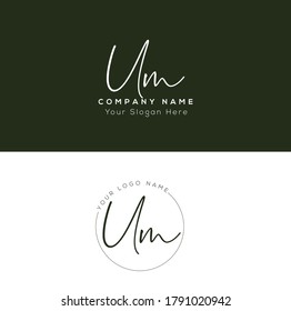  U M UM Initial letter handwriting and signature logo. Beauty vector initial logo .Fashion, boutique, floral and botanical