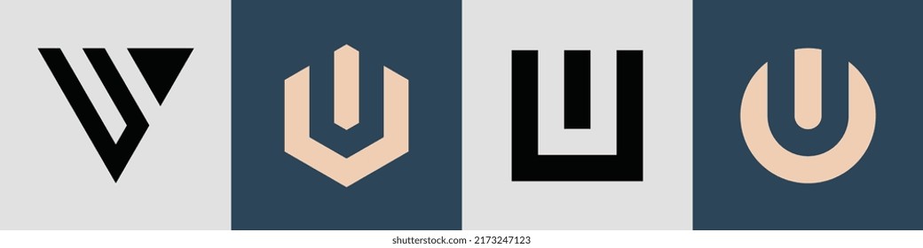 Paquete vectorial moderno de diseño de logotipo de letras iniciales de U. Será adecuado para qué empresa o nombre de marca inician esas iniciales.