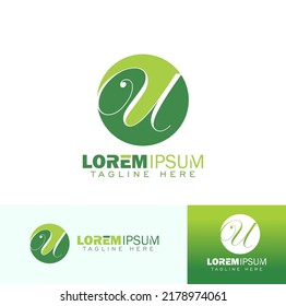 U Monogram Initial Logo Sign