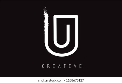 U Monogram Letter Design Brush Paint Stroke. Letter Logo with Monogram Paintbrush Vector Illustration.