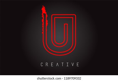 U Monogram Letter Design Brush Paint Stroke. Letter Logo with Monogram Paintbrush Vector Illustration.