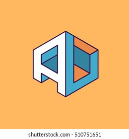 A U  monogram lettering with perspective geometric concept for Corporate business identity design, printing, publication, T-shirt design. vector illustration